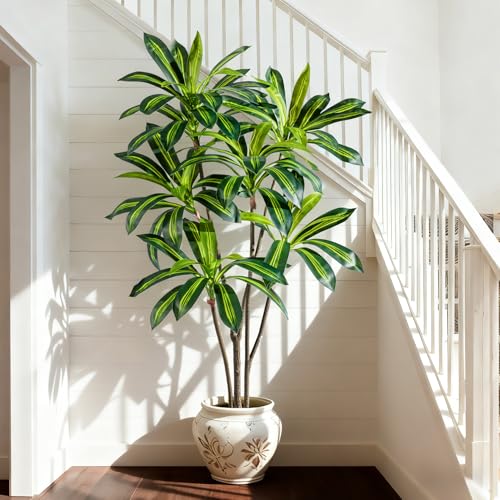 Artificial Trees Large Tall Fake Tree Fiddle Leaf fig Indoor Outdoor Realistic Big Faux Patio Plants...