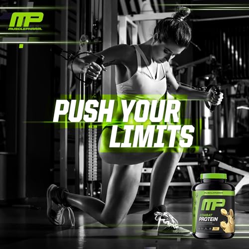 Image of MusclePharm Combat Protein Powder, Banana Cream Flavor, Fuels Muscles for Productive Workouts, 5 Protein Sources including Whey Protein Isolate & Egg Albumin, Gluten Free, 4 lb, 52 Servings