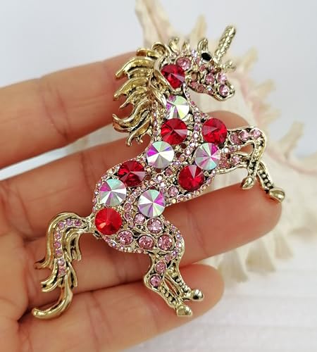Image of Unique Animal Unicorn Horse Brooch Pin Pendant Austrian Crystal BZ6172