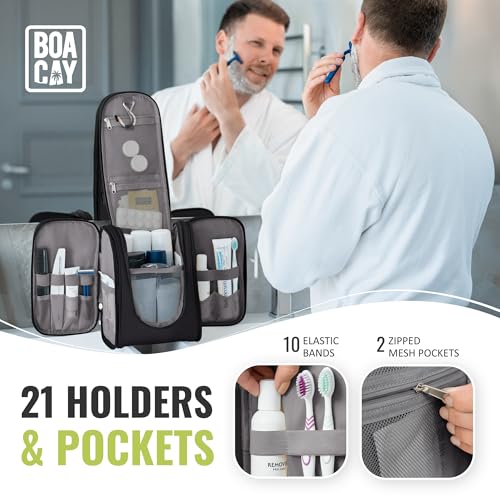BOACAY Hanging Travel Toiletry Bag for Women and Men, Makeup Bag, Bathroom & Shower Organizer Kit for Accessories, Cosmetics, Travel Essentials4