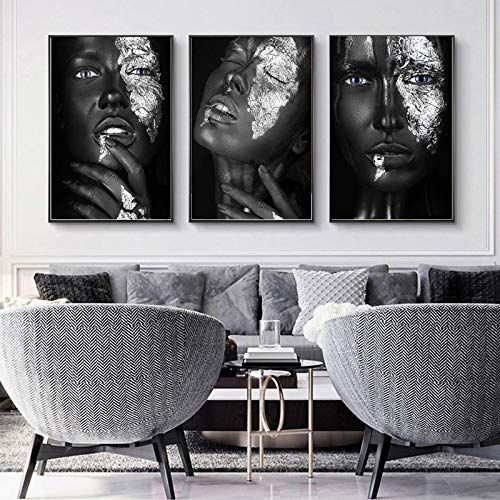 Peinture Femme Noire Ruban Sexy Toile Portrait Inspirant Décor Intérieur