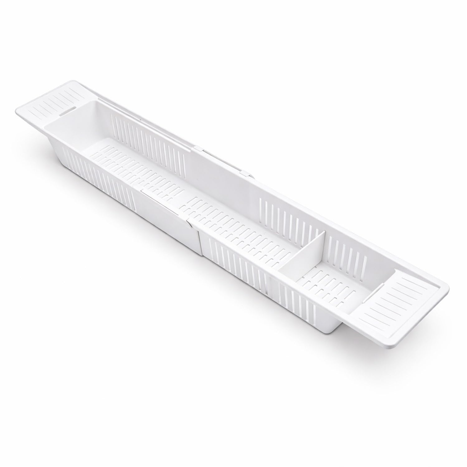 Adjustable Bathtub Caddy Tray – Extendable Anti-Slip Bath Rack with Rubber Handles, ABS Plastic Bath Organizer for Soaps, Shampoo & Toys, Universal Fit 57–86cm, Sink Dish Drainer & Bathroom