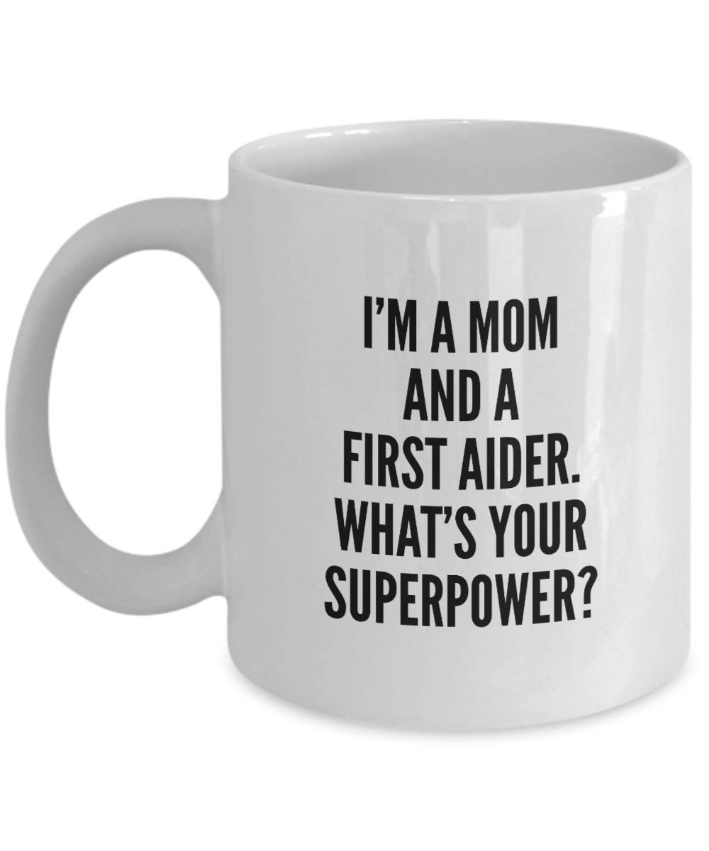 LAMF First Aid Coffee Mug - Coffee Mug Gifts For Firs Aider Coordinator Mom Mother Nurse Doctor - Birthday Gifts - Best Funny Name Cup for First Aider Mom - Novelty Gift Unique Idea 11oz White Sex1665