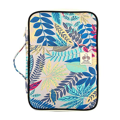 BTSKY Multifunctionele A4 documententas/reistas voor documenten, portfolio-tas, opbergtas voor iPads, notebooks, pennen, documenten Grijs Leaf