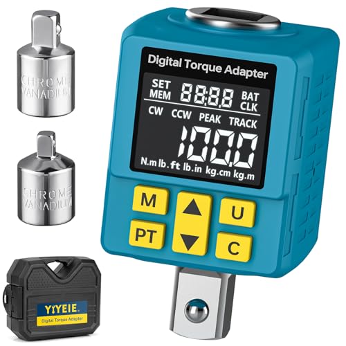 Upgrade 1/2 Digital Torque Adapter (1% Accuracy 5-100Ft-lb) Precision Digital Torque Wrench Adapter with Color Display Smart Alert 1/4 3/8 Converters for Auto DIY & Home Repairs(135N.m)