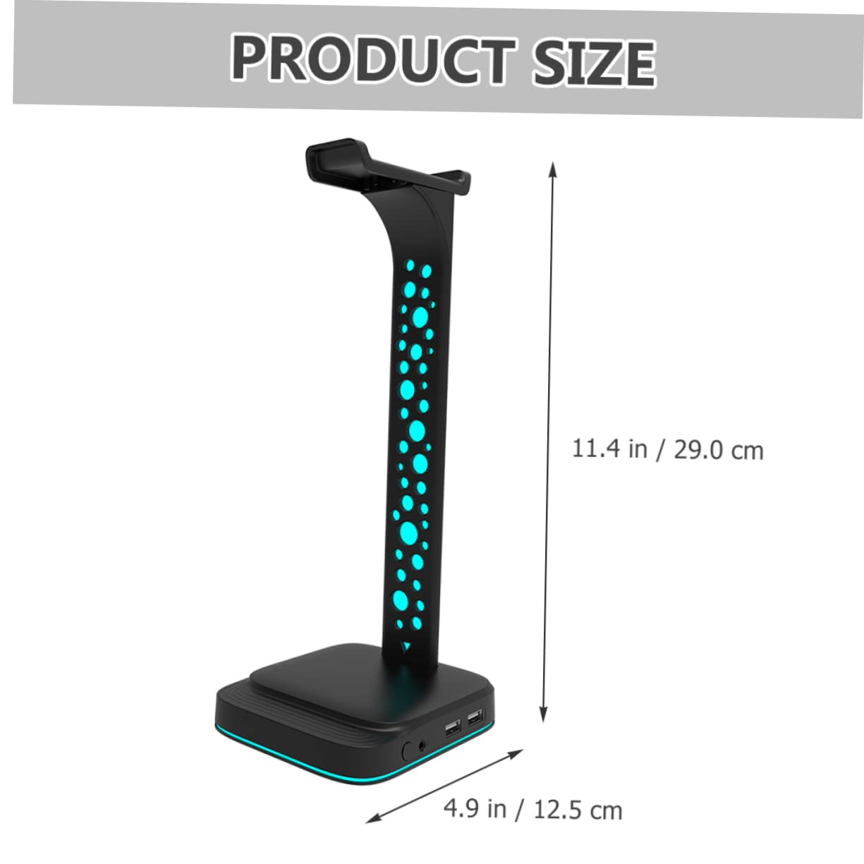 SEWACC Soporte para Auriculares LED RGB 2 Entradas USB, ABS Negro, Luz Ajustable para Escritorio y Pc Gaming