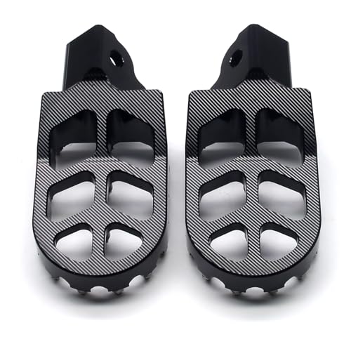 Image of MZS Dirt Bike Foot Pegs for CRF125F 2014-2024, CRF110F 2013-2024 | Black CNC Aluminum Alloy Footrest, Skeleton Grid Wide Footpeg, Non-Slip Stainless Steel Foot Pins, Rust & Corrosion Resistant