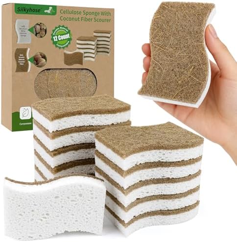 Natural Kitchen Sponges, Biodegradable & Compostable | Non-Scratc...