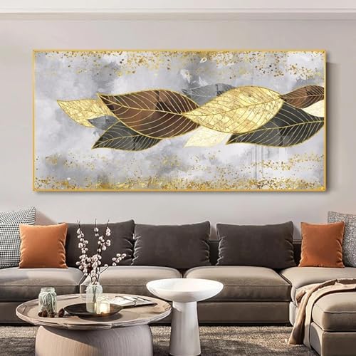 Affiches abstraites dorées art mural sur toile 60x120 cm sans cadre pour salon