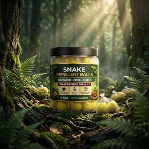 Image of Herbal Snake Repellent Balls - Advanced Natural Protection Formula for Indoor & Outdoor Use | Long Lasting Snake Deterrent for Home, Garden, Farm & Warehouse | Easy-to-Use Pest Control Sachets | 12 Bags (Pack of 1)
