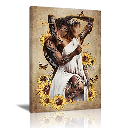 Black King And Queen Wall Art Black Couple Root Sunflower Poster Black Lover Poster Canvas Wall Art Abstract Contemporary Matte Prints Painting Home Decor For Bedroom Living Room 12X18 Inch No Frame #TOP4