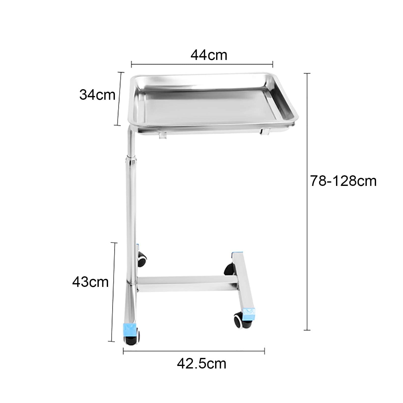 Carrito móvil de acero inoxidable, soporte de altura ajustable para equipo médico, spa, tatuaje y salón, bandeja móvil portátil para médicos y cuidado personal