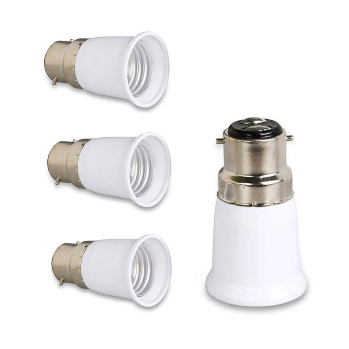 Comebachome White Light Socket Outlet Adapter, 4Pcs B22 To E27 Bulb Screw Socket Adapter, Light Socket Converter Bulb Base For Ceiling Fans Light, Pendant Light, Chandelier
