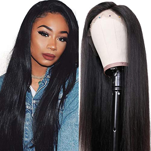 UNice Hair 360 Lace Front Wigs Human Hair, 180% Density, Brazilian Straight Virgin Human Hair Wigs Pre Plucked with Baby Hair Natural Color (24 inches)