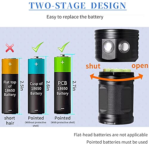 Diving Flashlight 18000Lm Ipx8 Waterproof Torch Scuba Dive Led Flashlight For Diving Instructors, Scuba Divers, 100M Underwater Diving #TOP4