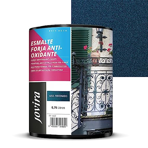 JOVIRA PINTURAS Schmiedeeisen-Emaille auf Wasserbasis. Rostfrei, Schutz und Dekoration auf Eisen. (750 Milliliter, Blau Brüniert)