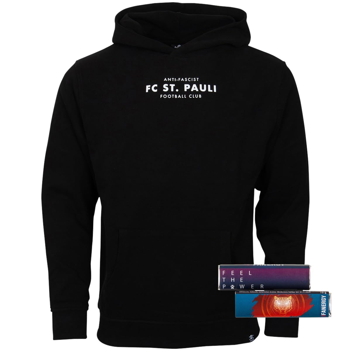 FC St. Pauli Kapuzenpullover Hoodie Aufdruck Anti Herren Damen Unisex + 2X FANERGY Traubenzucker