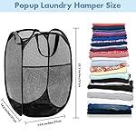 DUCOO Pop Up Hamper, 1 PCS Mesh Pop Up Laundry Hamper, Foldable Mesh Laundry Basket with Space-Saving Design for Home, Dorm, Travel & Storage - Black - Image 2