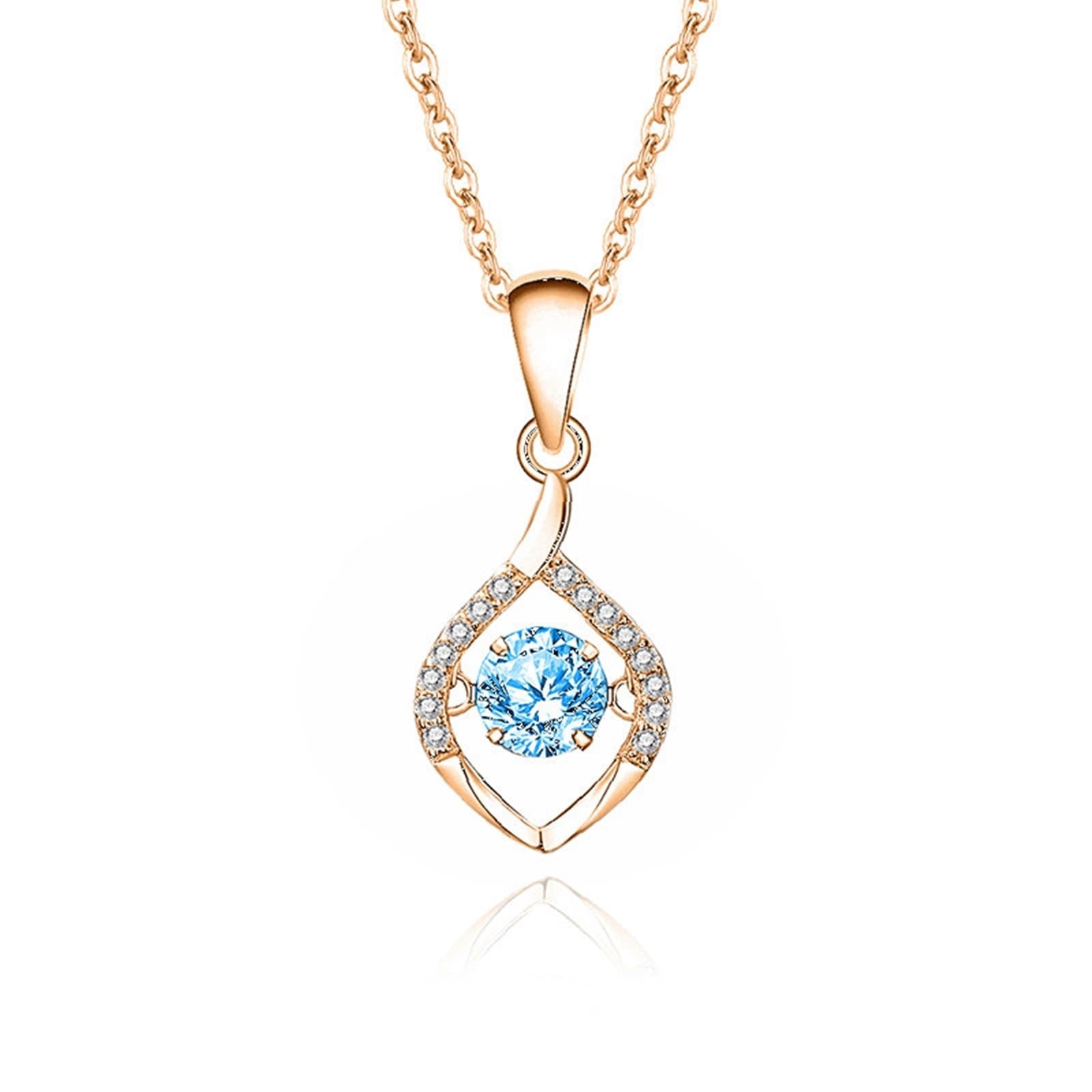 Halskette Au750 Weißgold Echt Schmuck mit Blau Topas, Blatt Anhänger 18K Damenkette Diamant 45cm