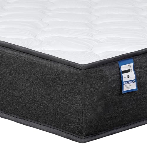 ULTRALAX Colchón híbrido de 90 x 190 x 22 cm con muelles ensacados y espuma viscoelástica con tela transpirable, sensación firme media, agradable al tacto, duradero, color gris