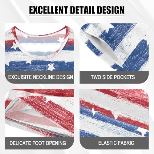 Stripes Stars Pattern Summer Cute Pajama Sets, Short Sets for Daily Wears and Sleep Wears4