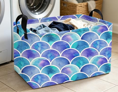 Image of Essme Rectangular Girl Basket,Kids Storage Bins Organizer with Handles for Girls Room Decor, Gift Basket,Shelf Basket.(Bule)