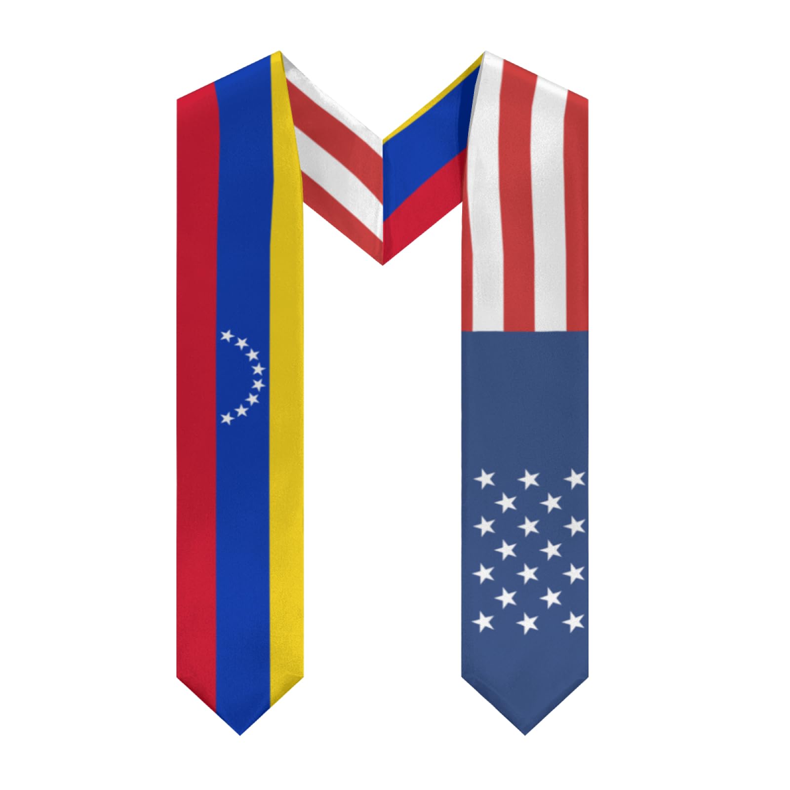 America Venezuela Venezuelan Flag Graduation Stole Sash Shawl for Men Women Thickened V-Neck Scarf for International Students Teachers Study Aboard Graduate Gift 72 inches Unisex