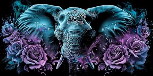 Peinture Diamond Enfant Kit Strass Point Croix Éléphant, mosaïque 5D DIY loisir créatif 80 x 160 cm