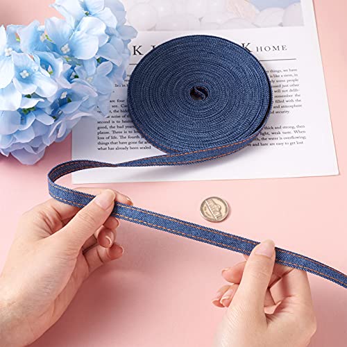 Pandahall 10.93 Yard Stitch Denim Ribbon 0.39 Inches Marine Blue Jeans Cloth Fabric Ribbon For Sewing Hairclip Garment Decoration #TOP4