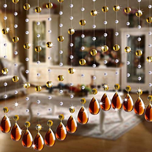 Emptystar Curtain Rod - 1M Decorative Door String Curtain Beads Wall Panel Fringe Window Divider Blind for Wedding Coffee House Restaurant Parts Crystal Tassel Screen Home Decoration - One Strand (B)