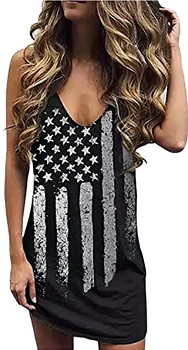 Image of Live Simple Coconut Tree Sleeveless Dress Sunshine Sand Beach Women's Summer Casual V Neck Mini Dress