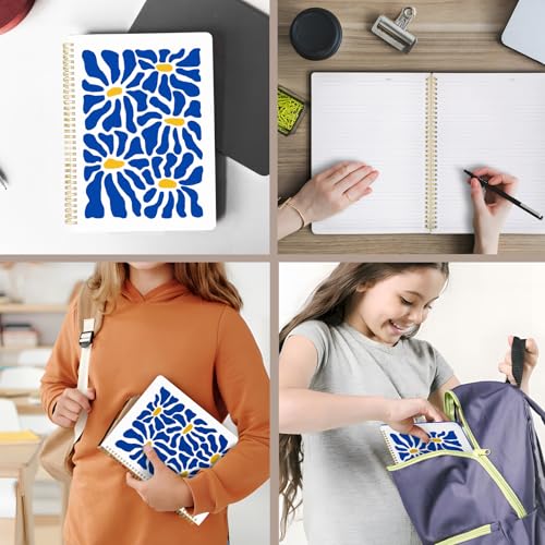 Image of Cute Spiral Notebook 8.5 x 11 lined Journal A4 with Pocket, Flower | 70 page, Note Book with Pocket, Large, Big, Hard Cover, Aesthetic, Pretty Design, for Women, Girls, Kawaii