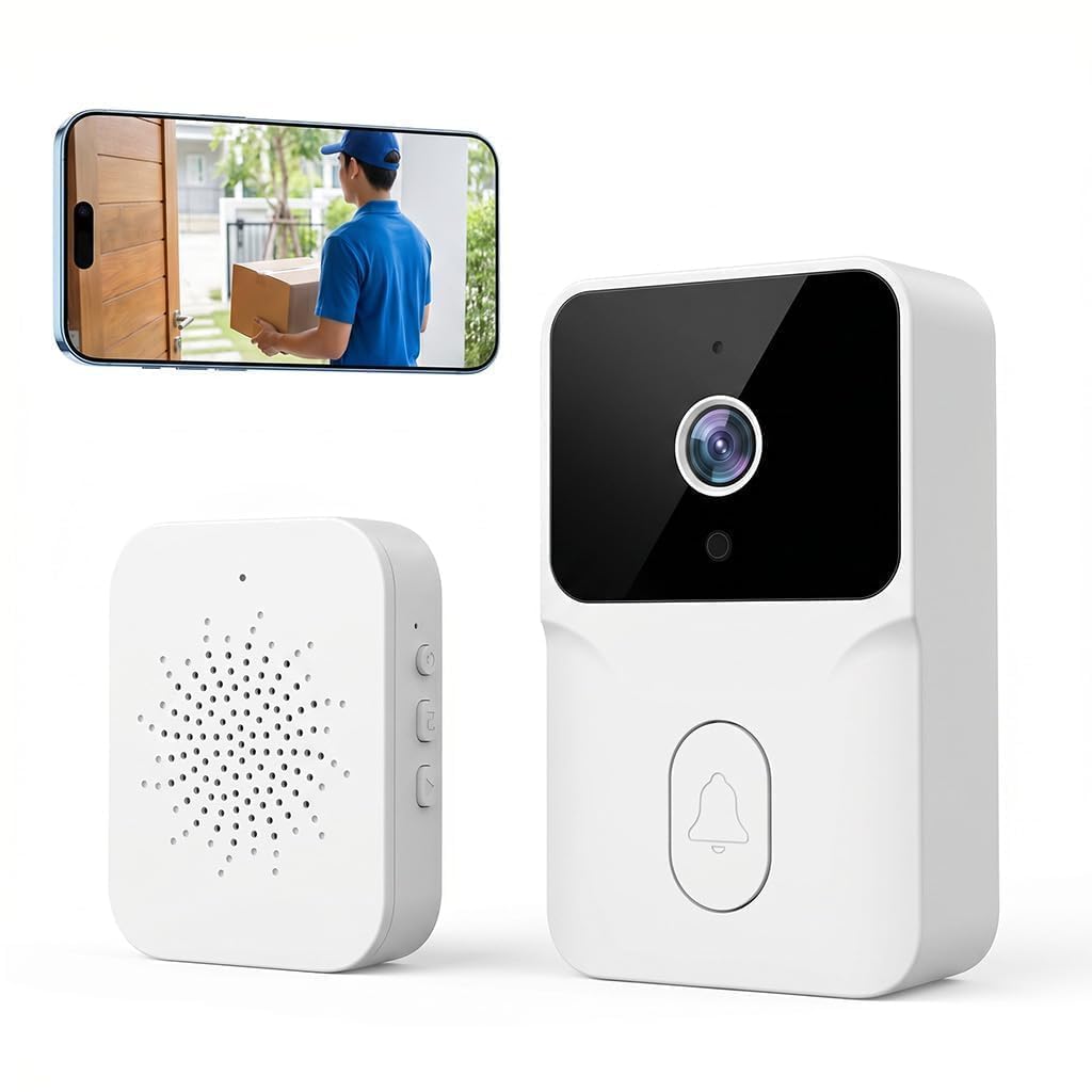 Timbre de vídeo WiFi 1080P con cámara y visión Nocturna, Audio bidireccional, instalación fácil, detección de Movimiento,Seguridad Inteligente para el hogar，Se Requiere suscripción