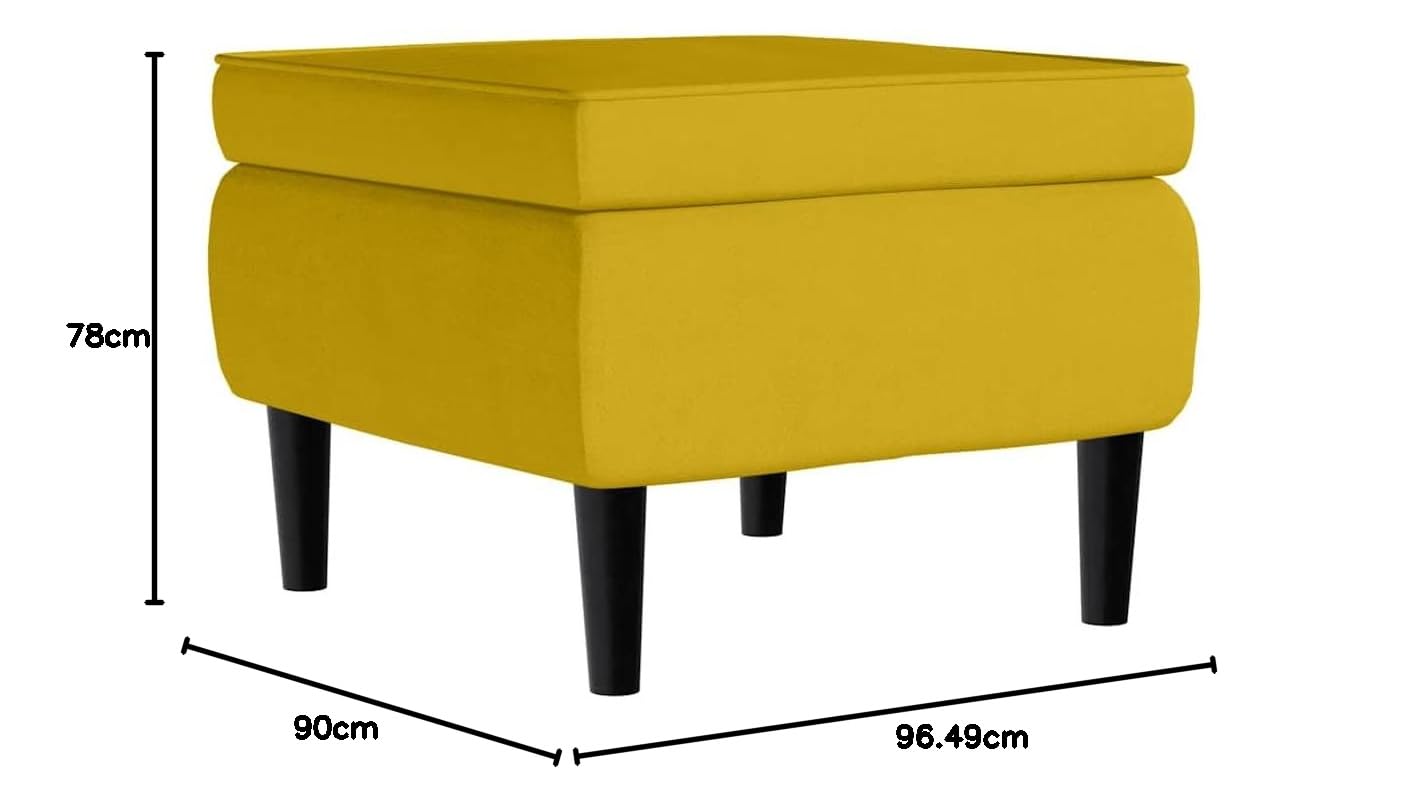 Sillón orejero con Taburete Terciopelo Amarillo Mostaza