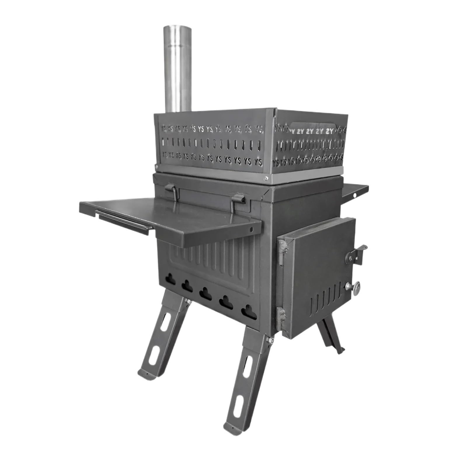 Sauna Ofen Camping Klappholzkohle Brennholz Outdoor Angeln Heizung Herd Multifunktions Tragbare Sauna Zelt Öfen(Black)