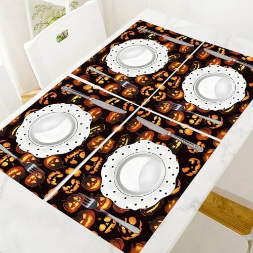 Sets de table d'Halloween orange lot de 6 lavables 30x45 cm - 6