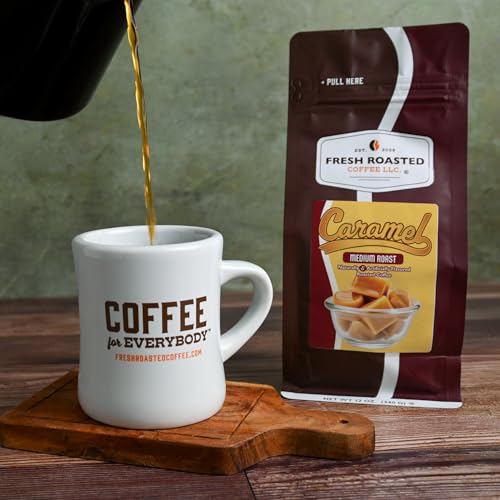 Image of Fresh Roasted Coffee, Caramel Flavored Whole Bean Coffee, Medium Roast, Kosher, 12 oz