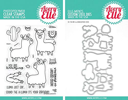 Avery Elle - Llamazing Clear Stamps and Dies Set - 2 Item Bundle