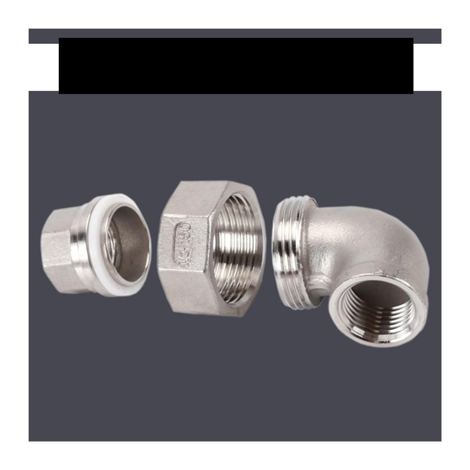 Winkelverbinder, 1 Stück 1/8" 1/4" 3/8" 1/2" 3/4" 1" 1-1/4" 1-1/2" 2" Edelstahl-Verbindungswinkel mit Innengewinde,Schlauchverbinder(1 1/2" Female)