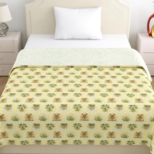 Image of Home Ecstasy 100% Cotton Mulmul Reversible Dohar for Single Bed 210 GSM (56 x 88 inches), Olive