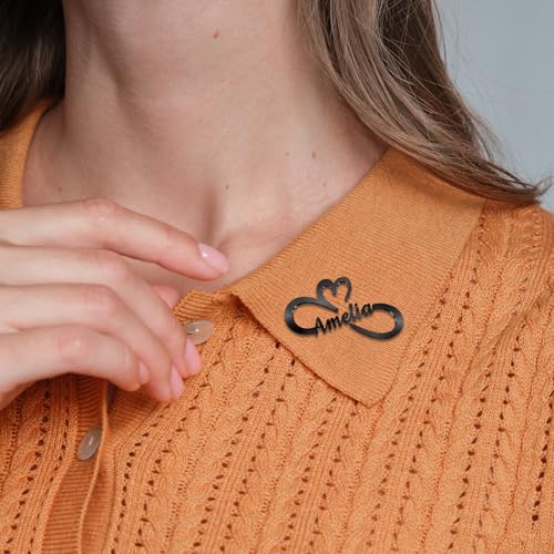 Image of Custom Lapel Pin for Women Men - Name Brooch Pin Personalized Stainless Steel for Wedding Business Party - Gold /Silver /Black Customized Jewelry Gifts