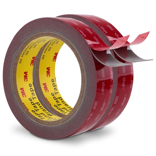 Image of 3M Double Sided Tape Heavy Duty 1 inch x 15.4Ft 2 Pack, Grey | Mounting Tape Foam Tape Waterproof for Indoor Outdoor Home Office Car Decor