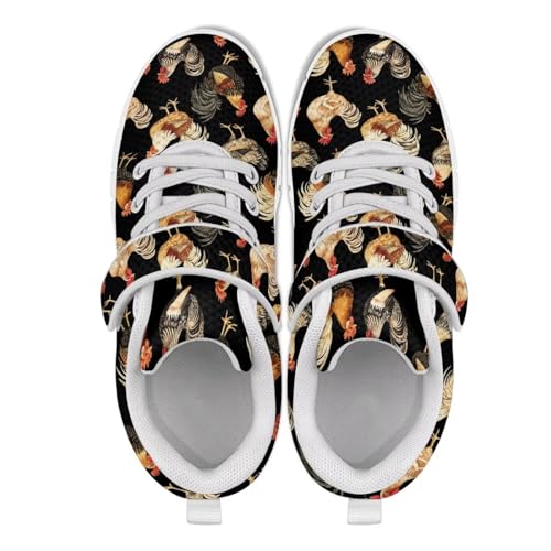Howilath Rooster Print Children Sneakers for Girls with Single Buckle Athletic Walking Shoes Non-Slip Sole4