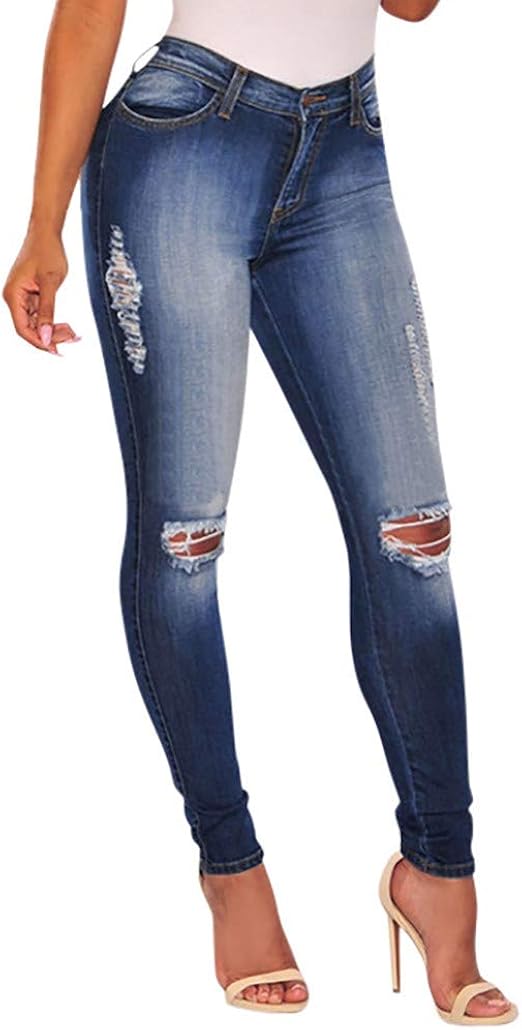 Eaylis Jeans da Donna Pantaloni Slim Jeans Strappati con Buco Lungo  strappato, Jeans Lunghi sfumati : Amazon.it: Abbigliamento