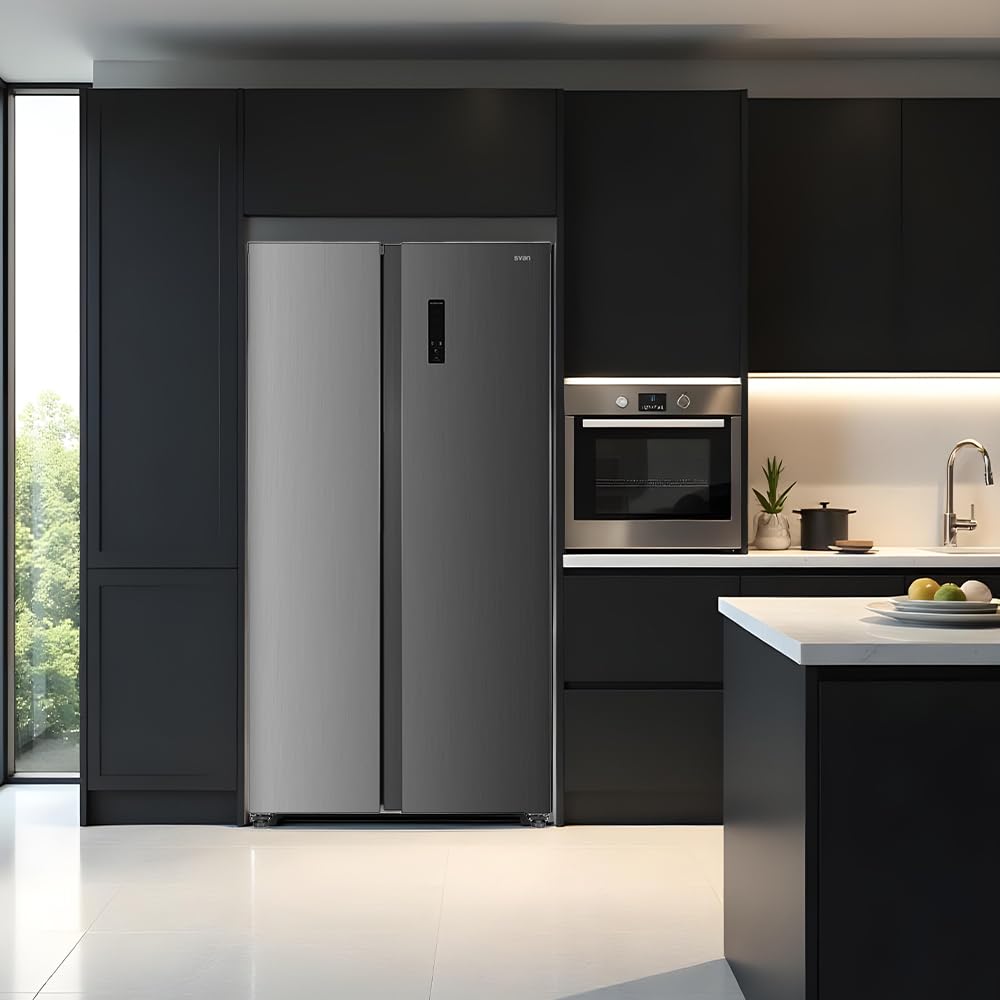 Svan Frigorífico Americano 2 Puertas Inox SA18901ENFX. Capacidad 442 Litros, No Frost, Multi AirFlow, Bajo Nivel Sonoro, Eficiencia Energética Clase E