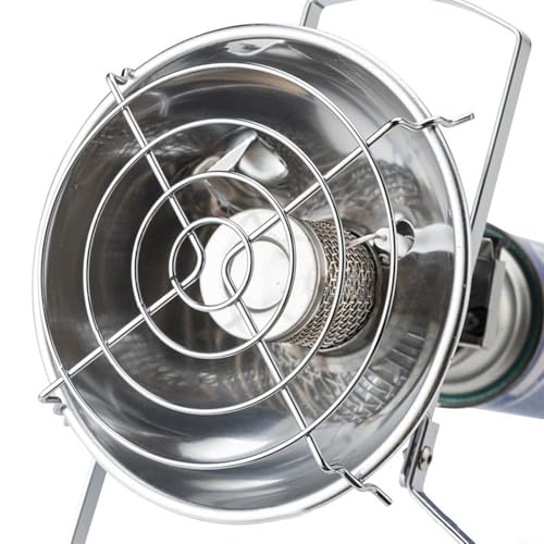 Fornello da campeggio portatile con funzione riscaldatore a gas compatibile con propano butano, progettato per calore esterno e consumo energetico efficiente