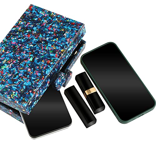 Image of Gets Acrylic Purses and Handbags for Women Multicolor Perspex Geometric Patterns Box Clutch Banquet Evening Crossbody Handbag