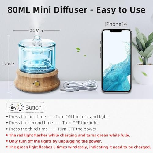 Lecdura DN-836 Cord & Cordless Use Rechargeable Glass Essential Oil Diffuser thumb #5