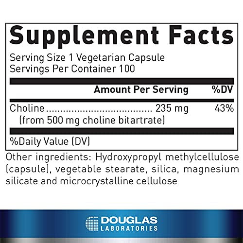 Douglas Laboratories Choline Bitartrate | Supplement To Support Liver, Neurological And Heart Health, Mental Focus, And Nervous System* | 100 Capsules #TOP1