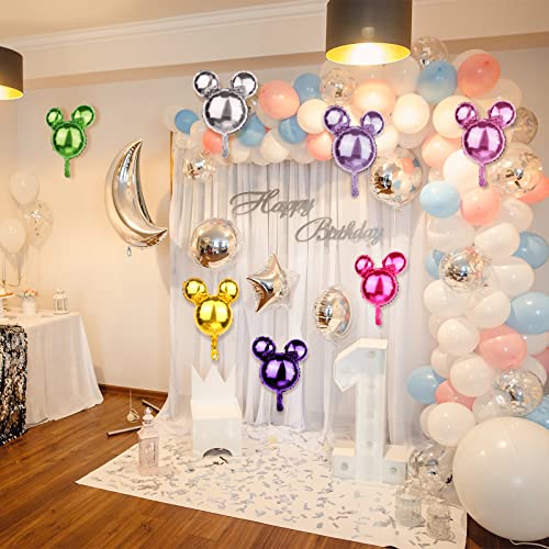 Haiabei 1AGSGCCC7XX3 24 Pcs Mouse Head Foil Balloons Colorful Mouse Birthday Mylar Balloons Party Supplies Kit Mouse Aluminum Foil Balloon thumb #3